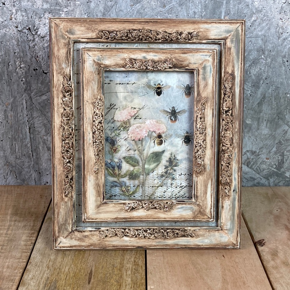 Upcycled Rice Paper Honey Bee Framed Art 10X12